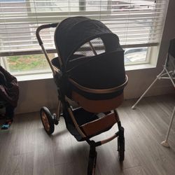 Luxury Baby Stroller 3 in 1 High Landscape Aluminum Frame Folding Portable