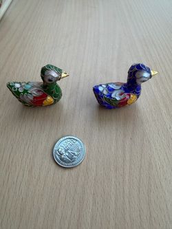 Vintage Cloisonné Miniature Duck Figurines - Set of 2 ($25)