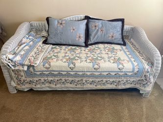 Whicker Trundle Bed + Rocker + Mirror