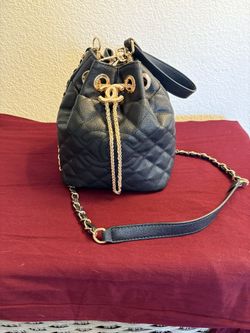 Black Quilted Bucket Bag