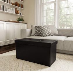 Lavish Home - Ottoman bank with storage, large, folding, punching, synthetic skin, removable bucket, home furniture, bedroom, living room, room or car