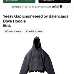 Yeezy Gap Balenciaga Dive Hoodie Black Size Extra Small for Sale