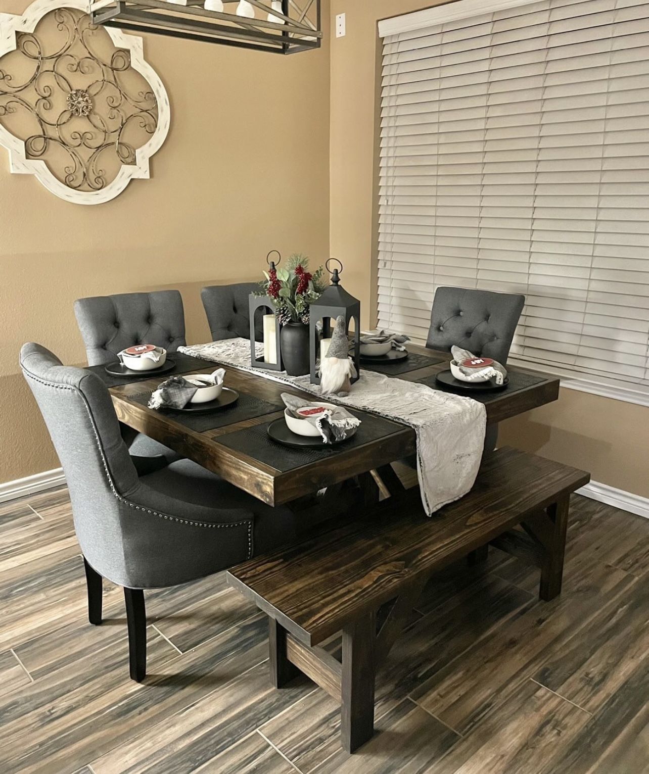 Custom Built Dining Table Solid wood Farmhouse Set Modern Rustic