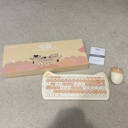 Milk Tea Cat Wireless Keyboard and Mouse Combo