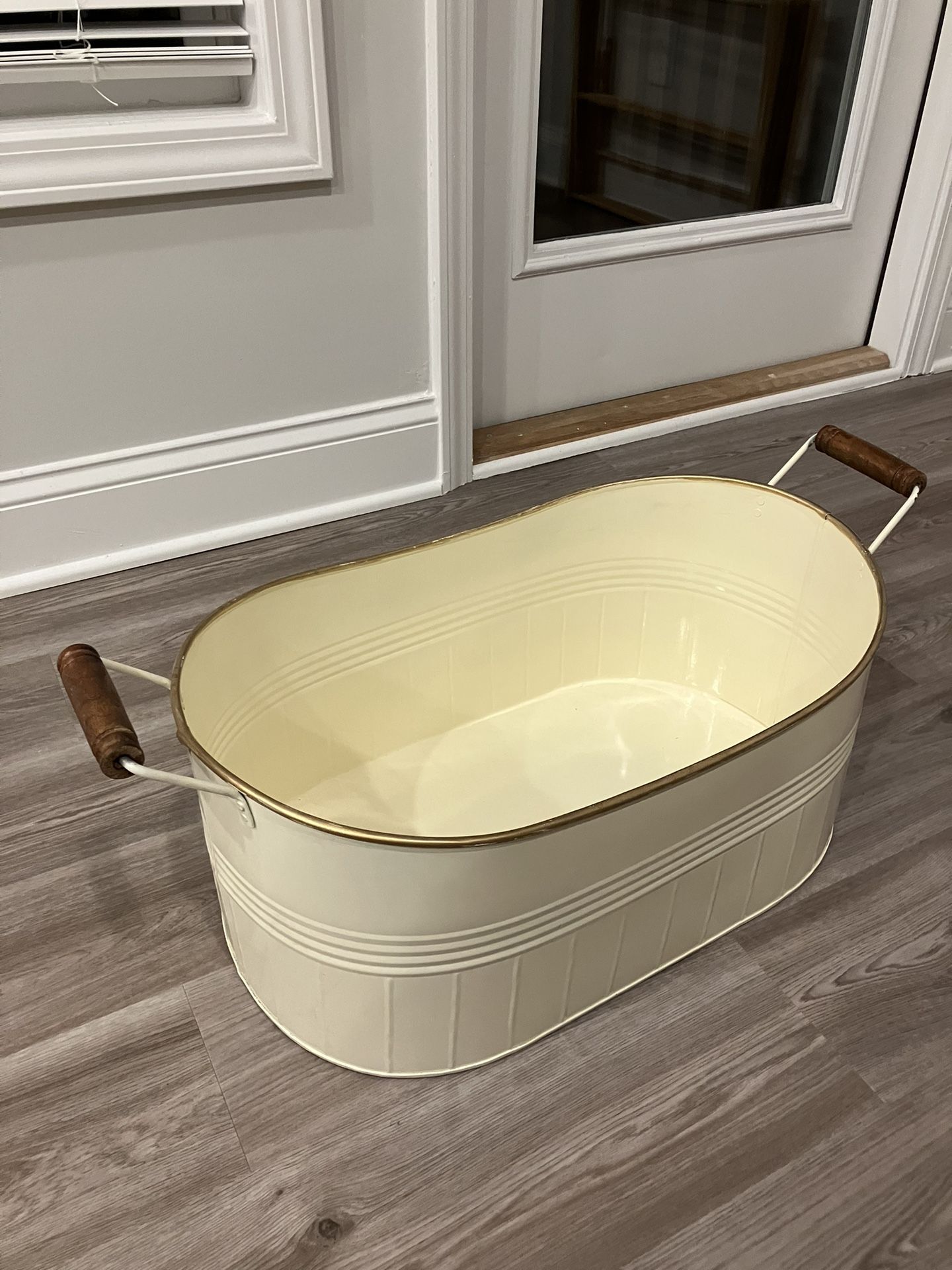 Metal Bucket With Wooden Handle