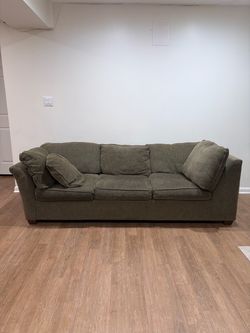 Beautiful Cozy Olive Green Fabric Sofa