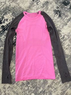 Lululemon Women’s Pink Gray Long Sleeve Athletic Running Top Thumbholes XS/SM