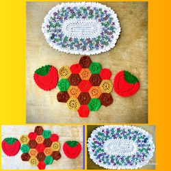 4 VTG Larger Crocheted Yarn Doilies LOT