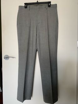 Apt. 9 Men's Gray Dress Pants 34 Button Zip Flat Front Polyester Viscose