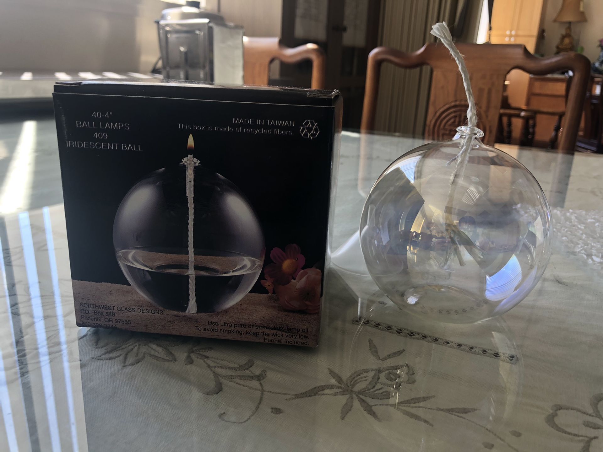 4” Ball glass oil lamp