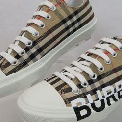 Burberry Logo Print Vintage Check Cotton Sneakers