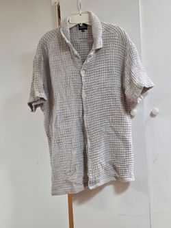 Waffle Knit Button Down Shirt
