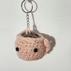 Handmade Crochet Coffee Cup Keychain – Cute Mug Amigurumi Accessory