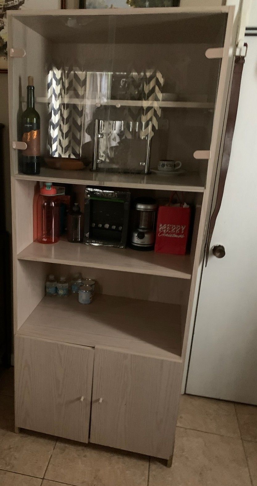 Shelf W/ Cabinet And Glass Door