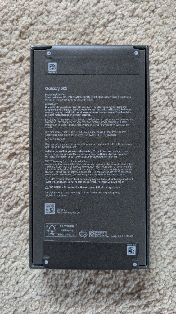 New sealed Samsung Galaxy S25 256GB smart phone