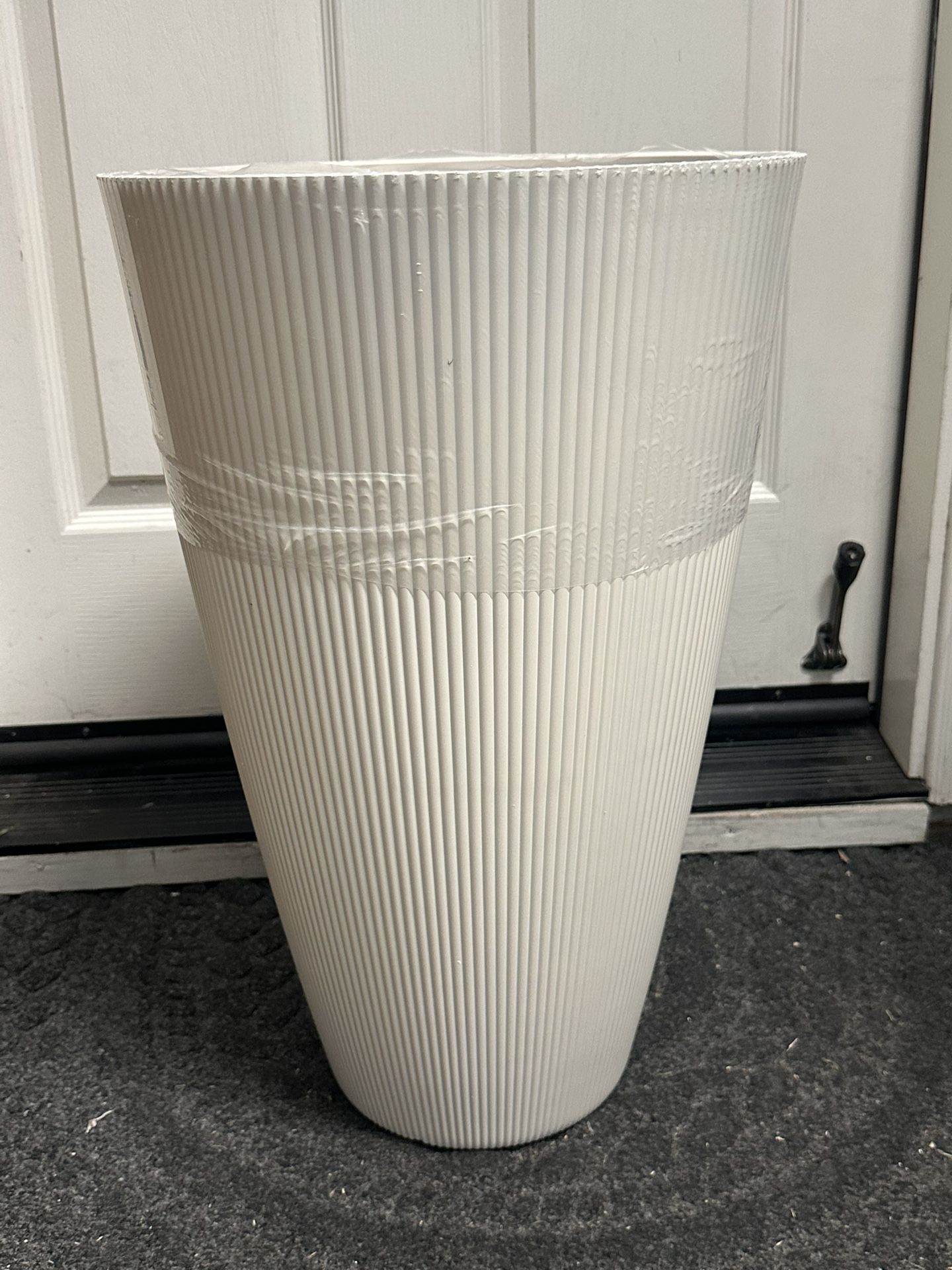 New 22” Cream Planter Recycled Resin Tall Plant Pot