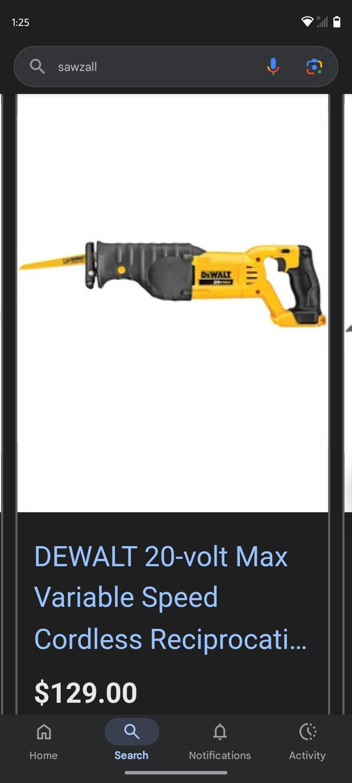DeWalt Sawzall/Reciprocating Saw