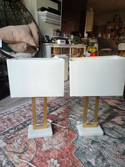 Project 62 Modern Gold & Marble Table Lamps - Set of 2
