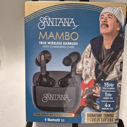 Santana Mambo True Wireless Earbuds With Charging Case - Dual Earbud Mic & Touch Control - Bluetooth 5.3 - Signature Tuning By Carlos Santana - New!