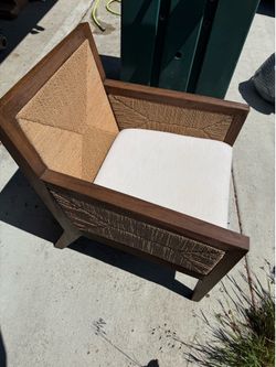 Modern Oak Woven Accent Chair