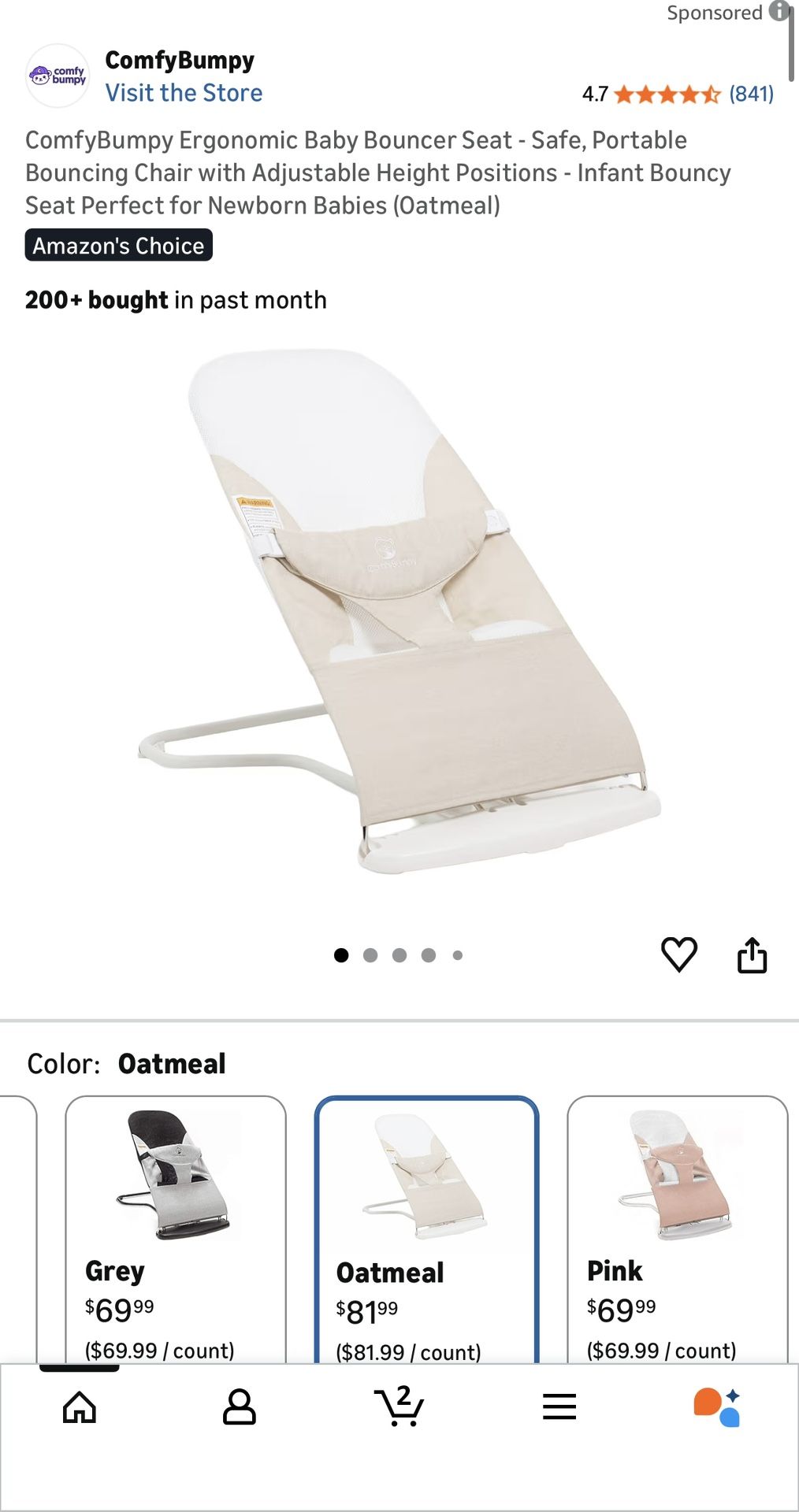 ComfyBumpy Ergonomic Baby Bouncer Seat - Safe, Portable Bouncing Chair with Adjustable Height