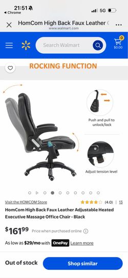 HomCom High Back Faux Leather Adjustable Heated Executive Massage Office Chair - Black