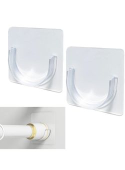 Shower Rod Holder, 4 Packs Tension Curtain Rod Bracket No Drilling, Adhesive Shower Rod Retainer Shower Curtain Rod Holder | Shower Curtain Rod not In