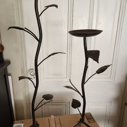 Metal Leaf & Branch Candle Holders