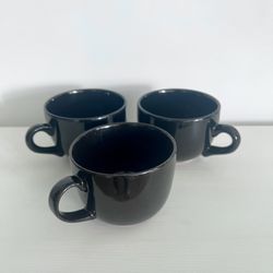 XL Black Coffee Mugs - 5” Diameter Ceramic