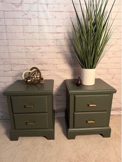 Green End Tables with Gold Jardware