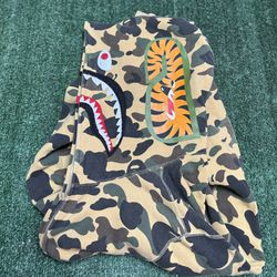 BAPE 1st Camo Shark Full Zip Hoodie Yellow size L USED But Clean 