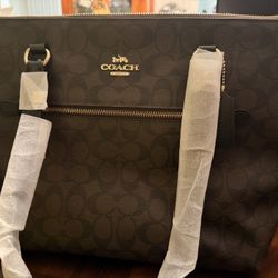 AUTHENTIC COACH LARGE SIGNATURE TOTE WITH ZIPPER AND FRONT POCKET ZIPPER