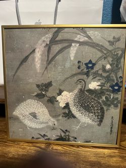 Framed Asian Bird and Floral Art Print
