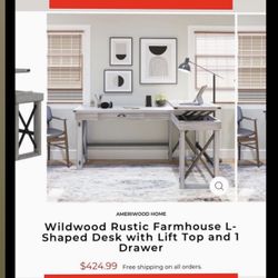 Rustic Farm House L-Shape Desk 