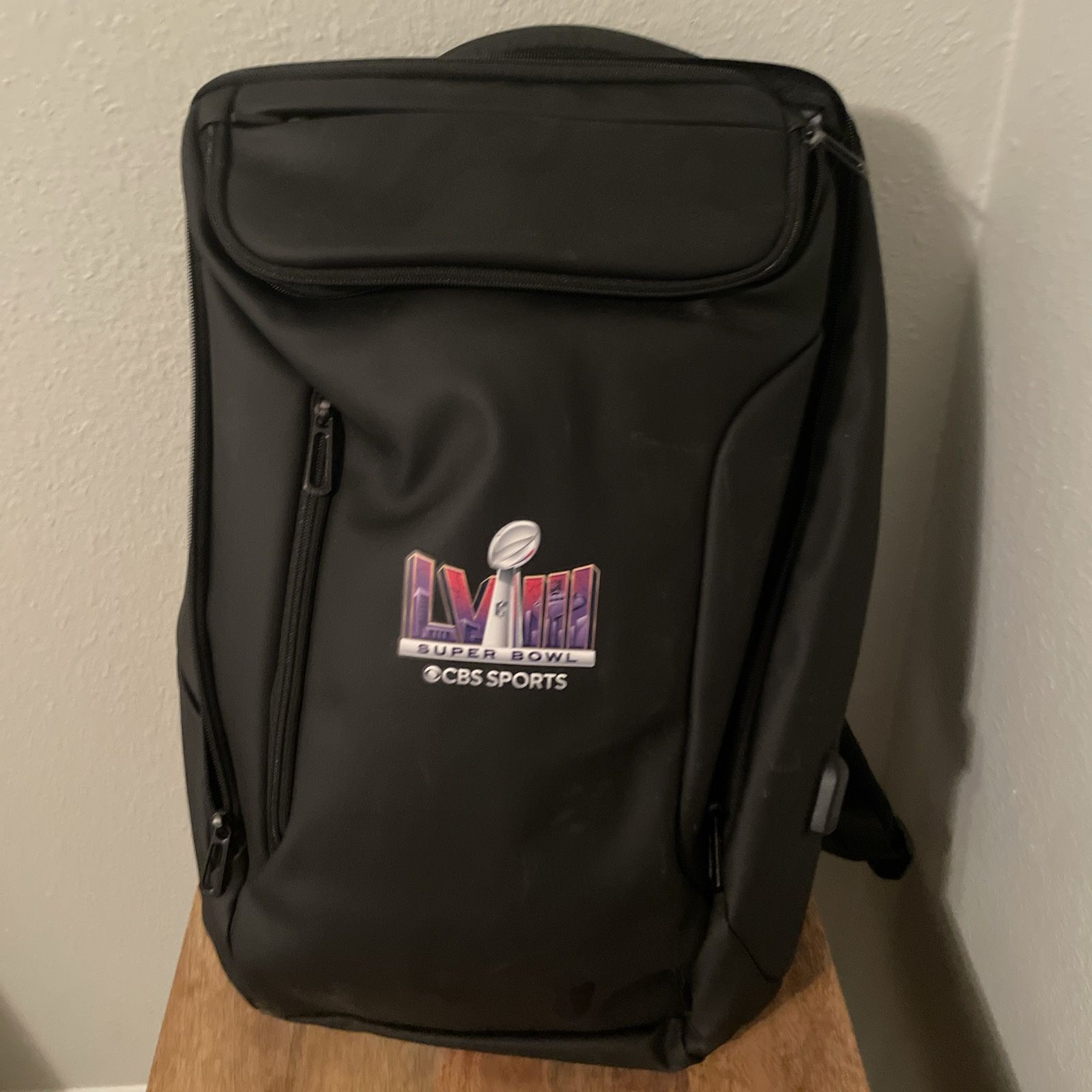 Black cbs sport Super Bowl LVIII Backpack for laptop and travel Excellent quality