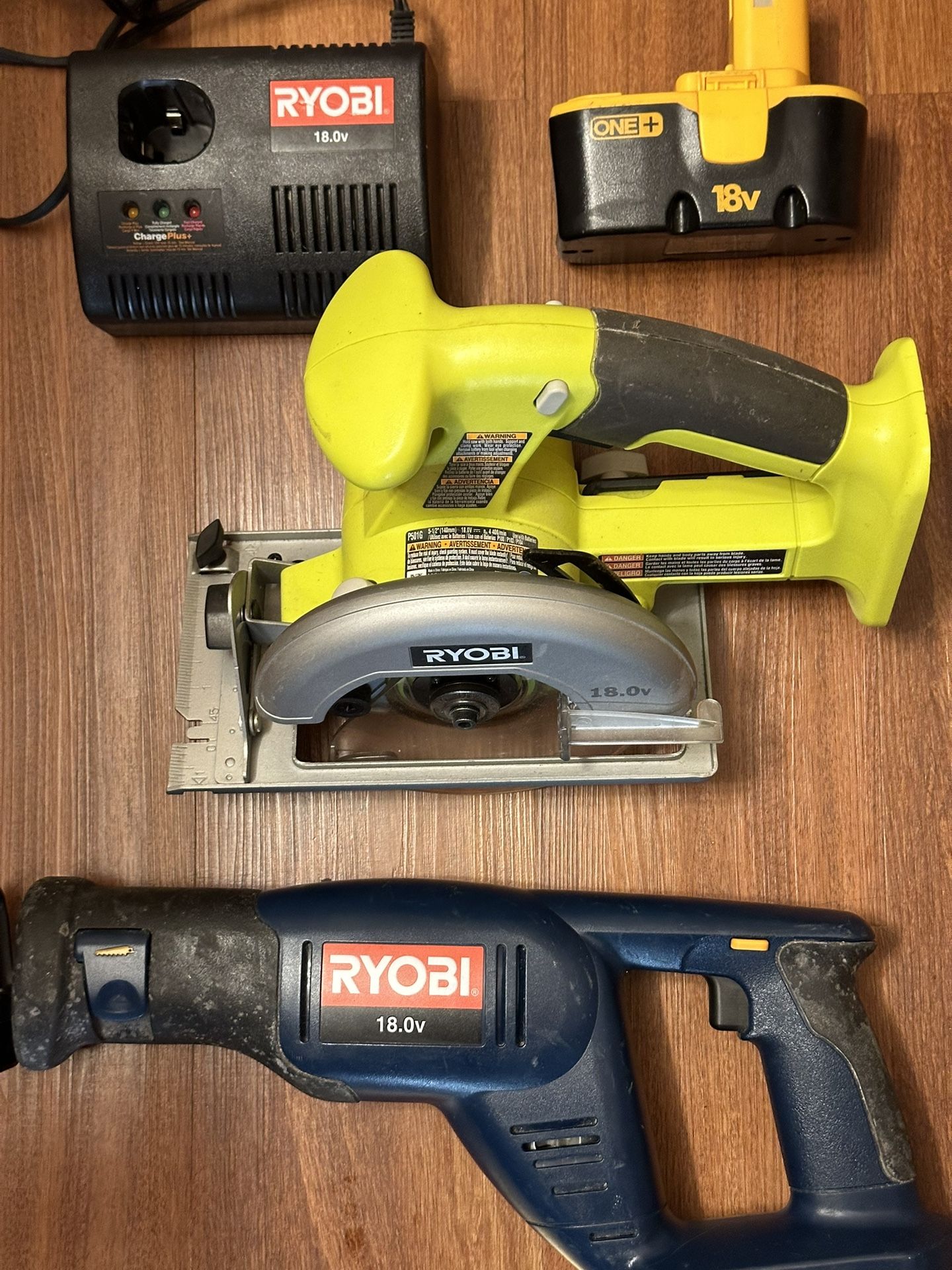 RYOBI Cordless Reciprocating saw, Circular saw, battery and charger