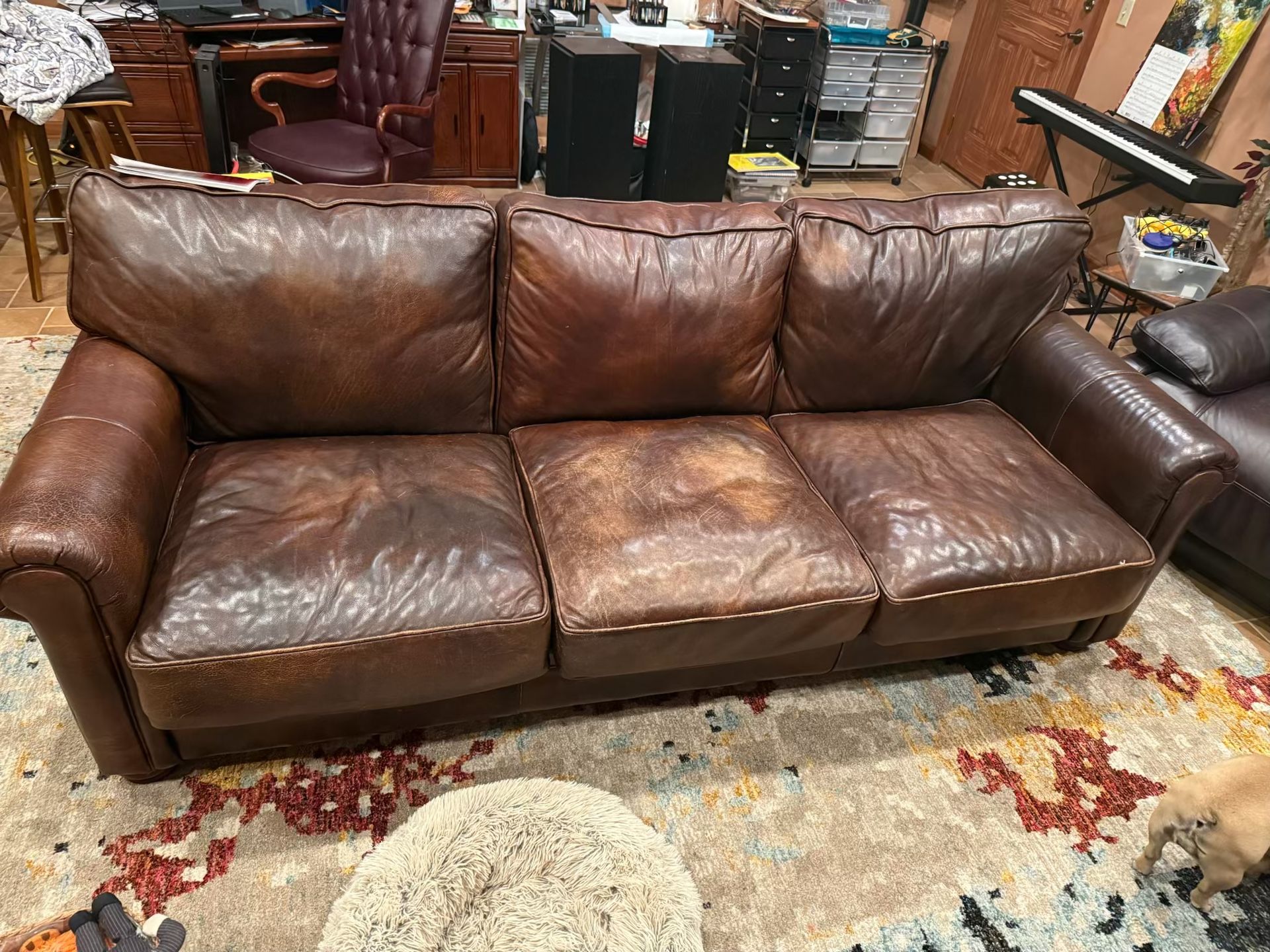 Leather Sofa And Chair Set 