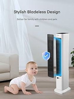 Oscillating Tower Fan and Space Heater in One for Indoor Use, All Season High-Velocity Fan and Heater Combo Safety with Overheat Protection, Timer, In