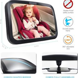 2 - TWO Extra wide crystal clear reflection & 360 degree adjustable: easily pivot  your desired  angle, it allows you to keep your lovely baby in s