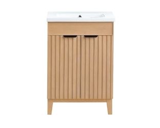 Palos 24" Freestanding Single Sink Bathroom Vanity with White Ceramic Basin Top