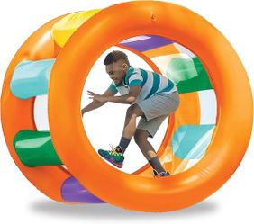 Giant Inflatable Rainbow Land Roller with Mesh Interior 67 Outer Diam. x 45 Inner Diam.