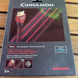 AudioQuest Cinnamon 3M UHD 4K HDMI With Ethernet Cable New
