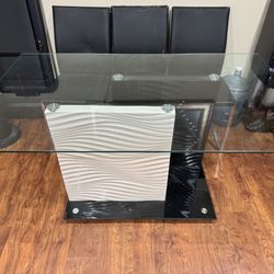 Modern Glass Dining Table 6 Chairs (Used)