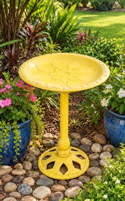 Heavy, metal bird bath. Iron leg