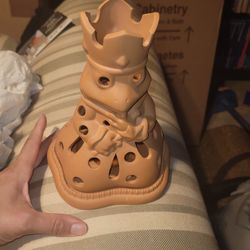 Terra Cotta Frog Prince Candle Holder 