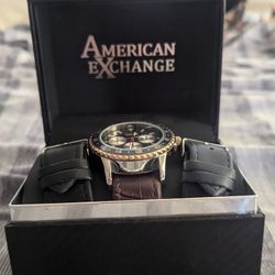 American Exchange Leather Band Watch