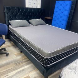 Queen Mattress Come With Bed 🛌 Frame And Free Box Spring - Free Delivery 🚚 Today To Reasonable Distance 