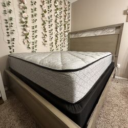 Queen Bed Frame And Dresser Set With Nice Marble Finish 