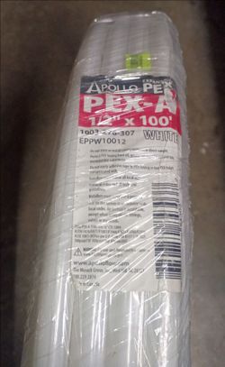 PIPE- APOLLO PEX-A  - WHITE, FLEX PIPING FOR PLUMBING/IRRIGATION, 1/2" X 100FT ROLL - NEW IN PACKAGE