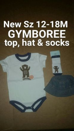 New Sz 12-18 months 12M baby boys GYMBOREE summer lot top hat & socks nwt